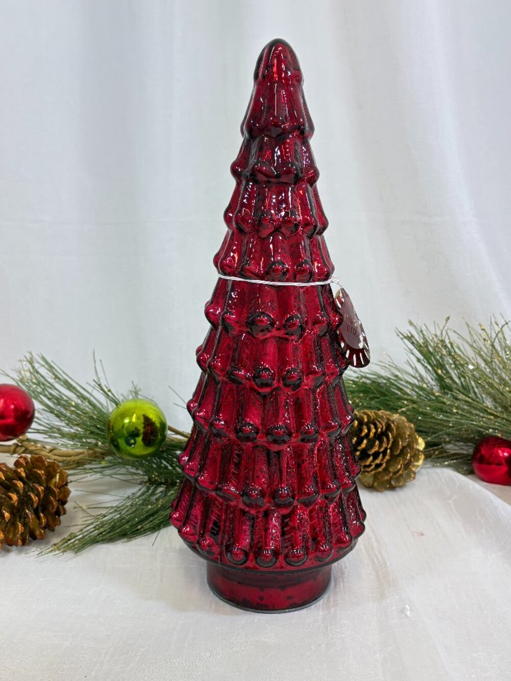 Red Mercury Glass Holiday CHRISTMAS TREE Led Light Up DECOR NEW 14.5" New